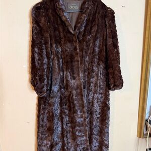 Vintage STROSS MAHOGANY BROWN SECTIONAL MINK FUR COAT SIZE LARGE